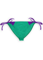 Bas de maillot Bikini bicolore avec nœuds sur les côtés décliné en vert et violet, bleu et orange ainsi que kaki et bleu pour jeune fille de 10 à 18 ans