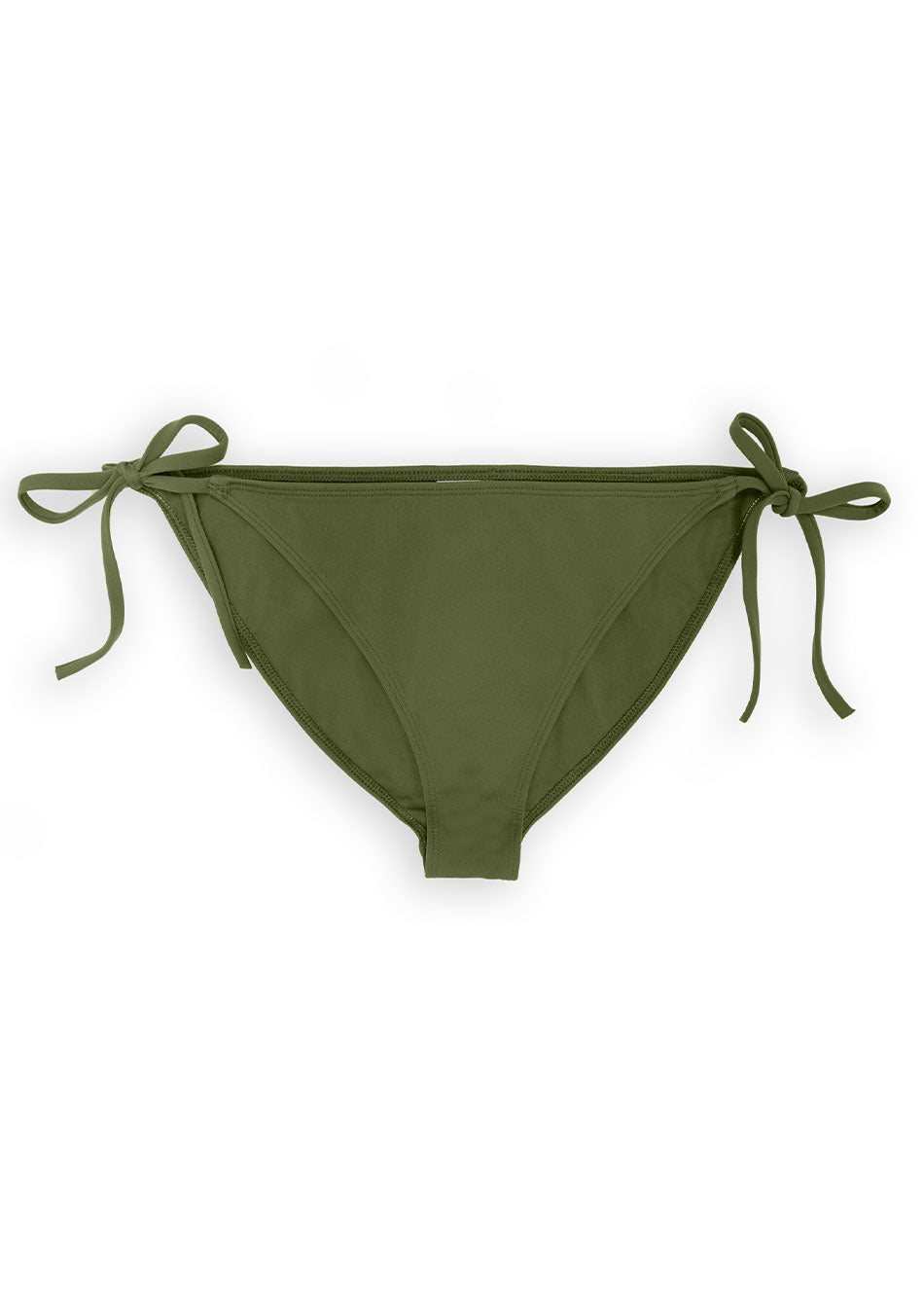 Bas de maillot de bain Bikini à nouer sur les côtés en matière éco-responsable couleur kaki pour jeune fille protection UPF50