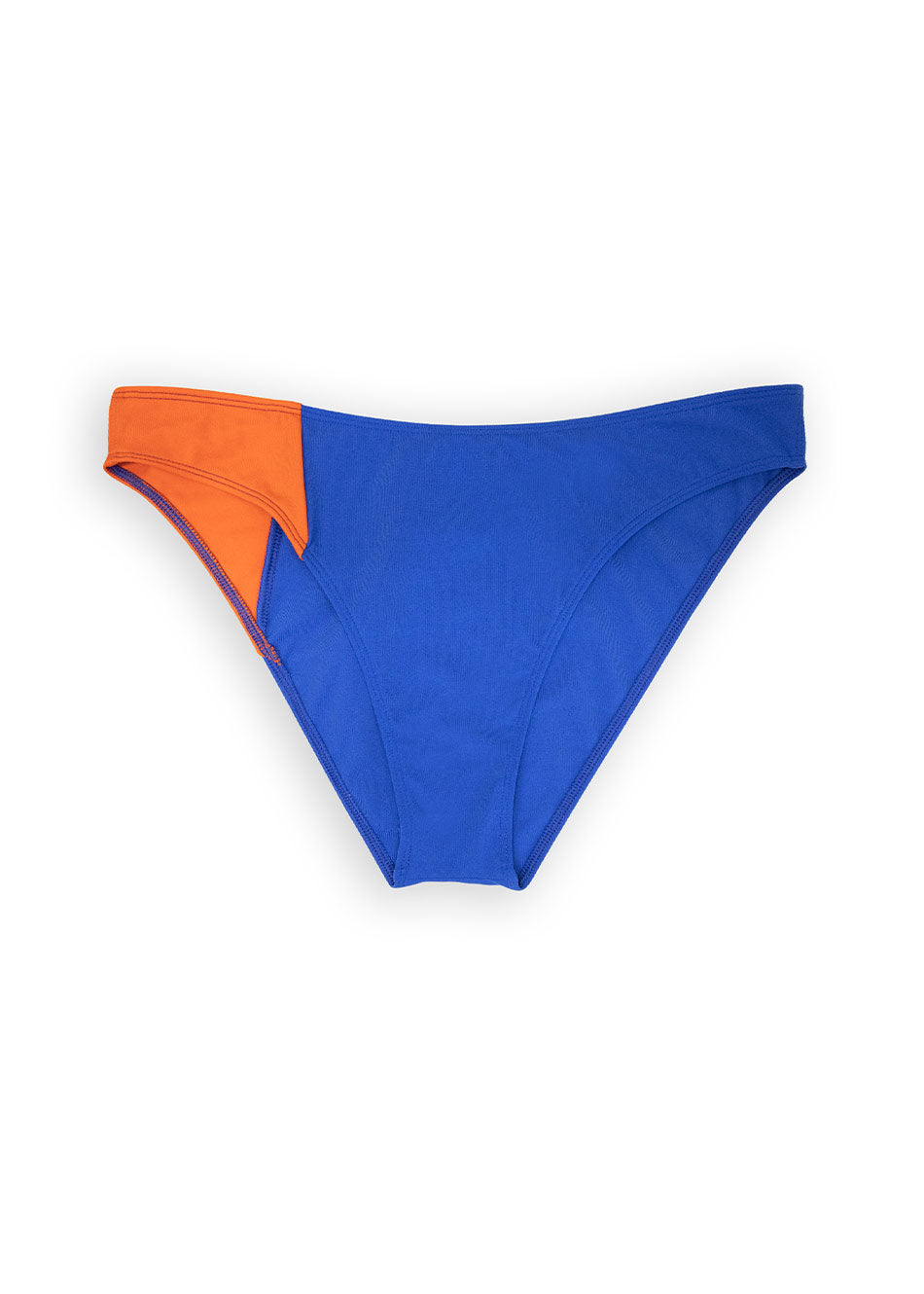 Culotte de maillot de bain Ninetys bicolore taille basse en bleu et orange en matière éco-responsable